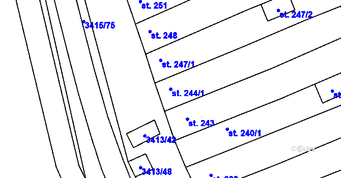 Parcela st. 244/1 v KÚ Hrubá Vrbka, Katastrální mapa