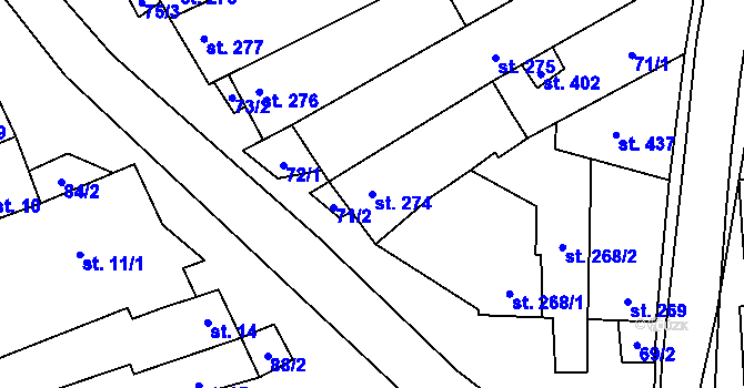 Parcela st. 274 v KÚ Hrubá Vrbka, Katastrální mapa