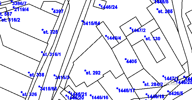 Parcela st. 292 v KÚ Hrubá Vrbka, Katastrální mapa