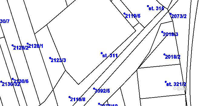 Parcela st. 311 v KÚ Hrubá Vrbka, Katastrální mapa