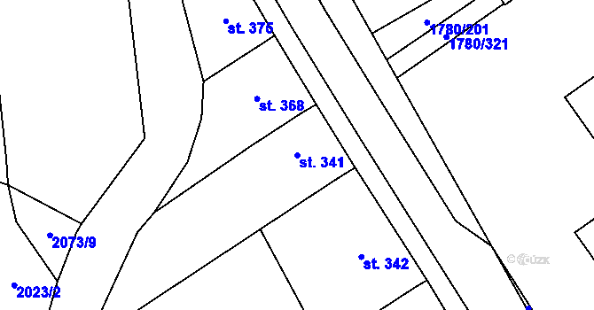 Parcela st. 341 v KÚ Hrubá Vrbka, Katastrální mapa