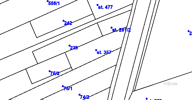 Parcela st. 357 v KÚ Hrubá Vrbka, Katastrální mapa