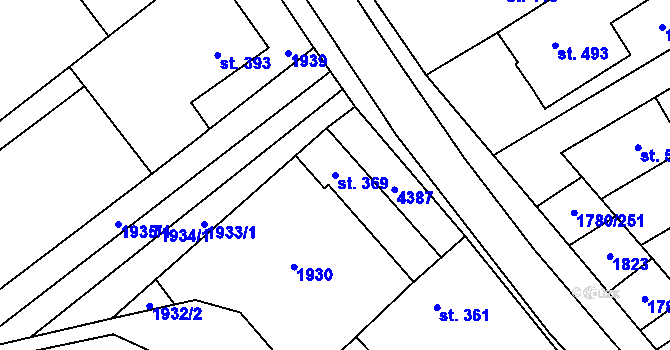Parcela st. 369 v KÚ Hrubá Vrbka, Katastrální mapa