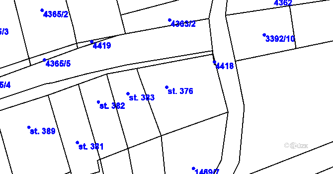 Parcela st. 376 v KÚ Hrubá Vrbka, Katastrální mapa