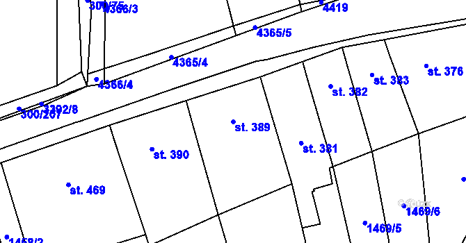 Parcela st. 389 v KÚ Hrubá Vrbka, Katastrální mapa