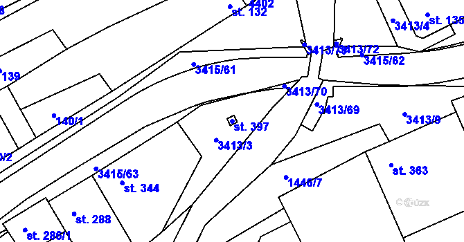 Parcela st. 397 v KÚ Hrubá Vrbka, Katastrální mapa