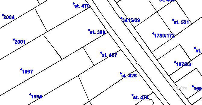 Parcela st. 427 v KÚ Hrubá Vrbka, Katastrální mapa