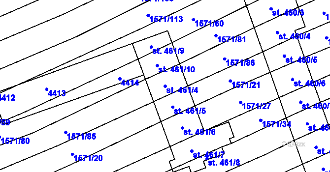 Parcela st. 461/4 v KÚ Hrubá Vrbka, Katastrální mapa