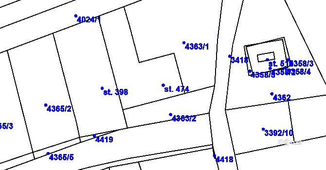Parcela st. 474 v KÚ Hrubá Vrbka, Katastrální mapa