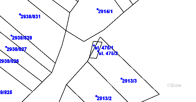 Parcela st. 475/2 v KÚ Hrubá Vrbka, Katastrální mapa