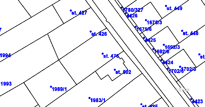 Parcela st. 476 v KÚ Hrubá Vrbka, Katastrální mapa