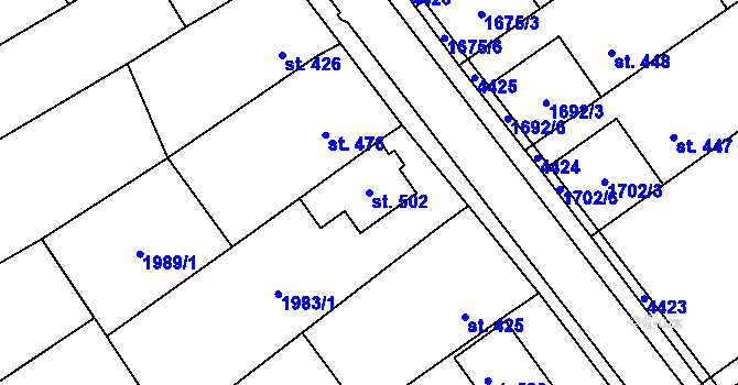 Parcela st. 502 v KÚ Hrubá Vrbka, Katastrální mapa