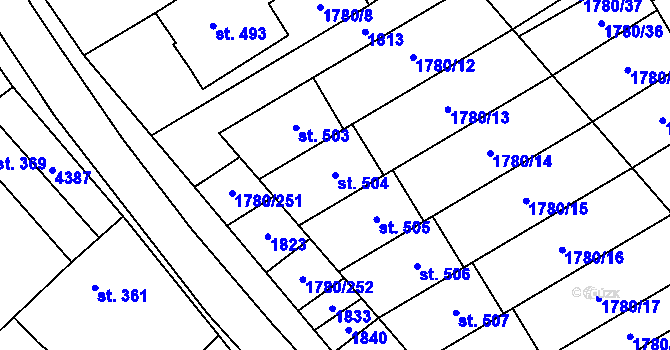 Parcela st. 504 v KÚ Hrubá Vrbka, Katastrální mapa