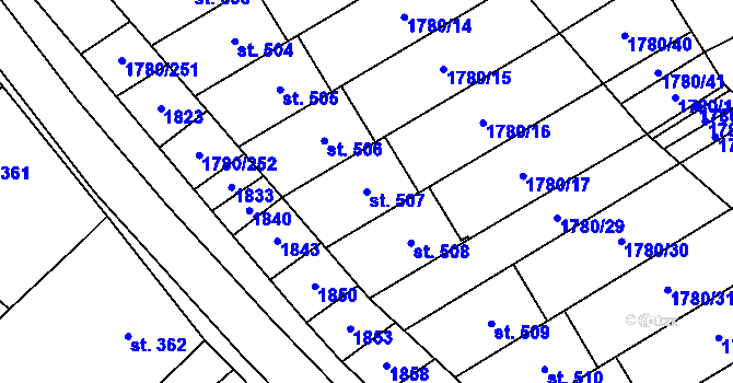Parcela st. 507 v KÚ Hrubá Vrbka, Katastrální mapa