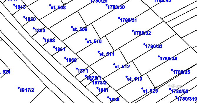 Parcela st. 511 v KÚ Hrubá Vrbka, Katastrální mapa