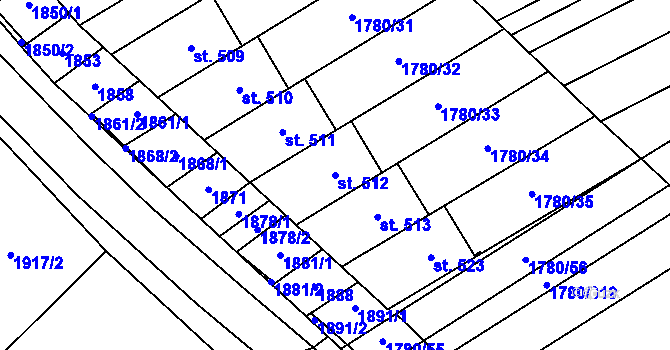 Parcela st. 512 v KÚ Hrubá Vrbka, Katastrální mapa