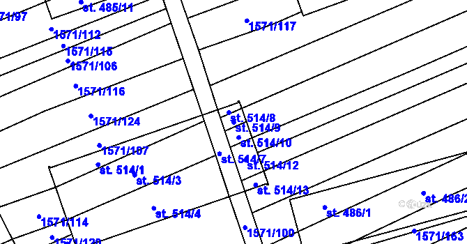 Parcela st. 514/9 v KÚ Hrubá Vrbka, Katastrální mapa