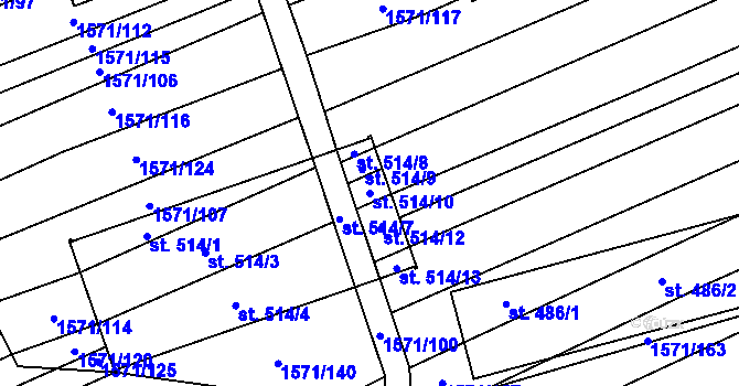 Parcela st. 514/10 v KÚ Hrubá Vrbka, Katastrální mapa