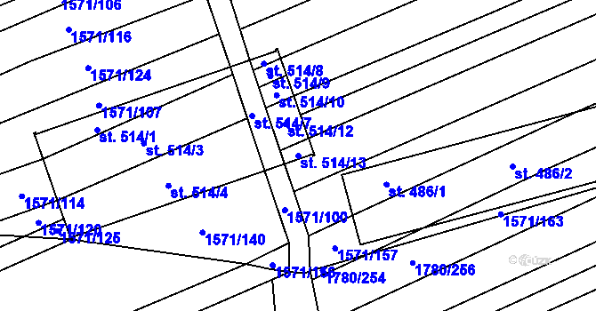 Parcela st. 514/13 v KÚ Hrubá Vrbka, Katastrální mapa