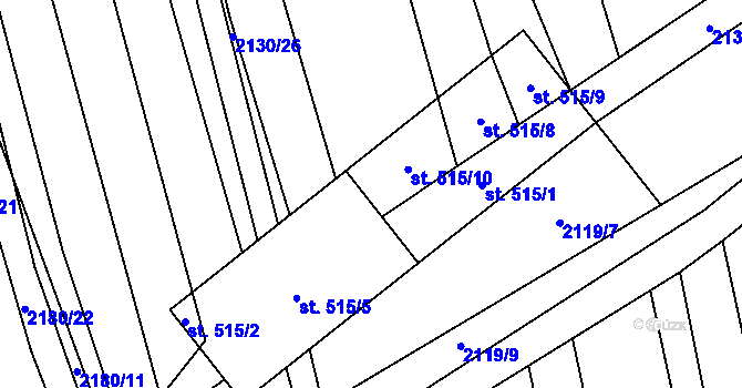 Parcela st. 515/6 v KÚ Hrubá Vrbka, Katastrální mapa