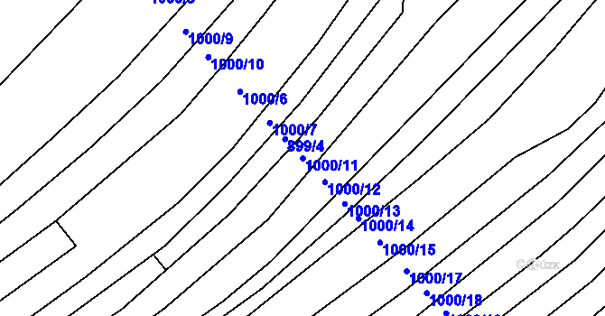 Parcela st. 1000/11 v KÚ Hrubá Vrbka, Katastrální mapa