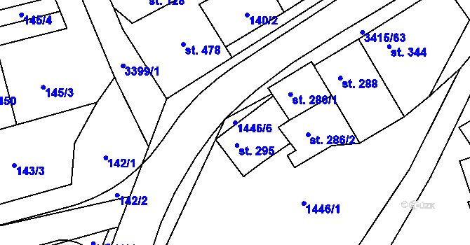 Parcela st. 1446/6 v KÚ Hrubá Vrbka, Katastrální mapa