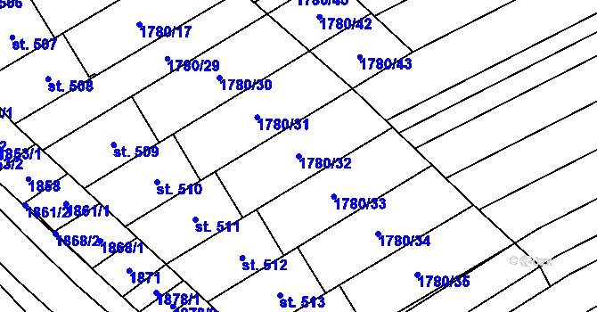 Parcela st. 1780/32 v KÚ Hrubá Vrbka, Katastrální mapa