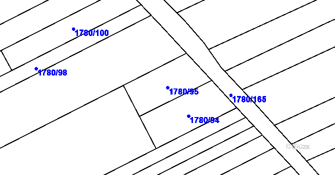 Parcela st. 1780/95 v KÚ Hrubá Vrbka, Katastrální mapa