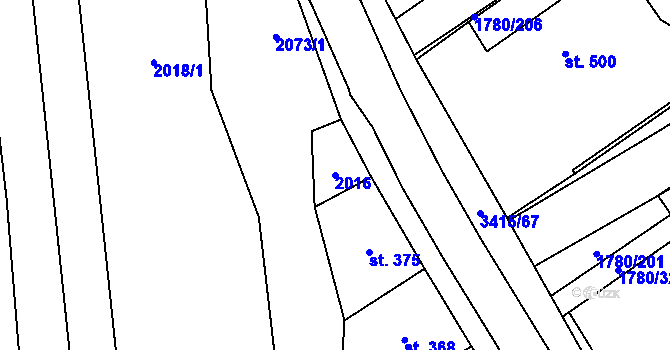 Parcela st. 2016 v KÚ Hrubá Vrbka, Katastrální mapa