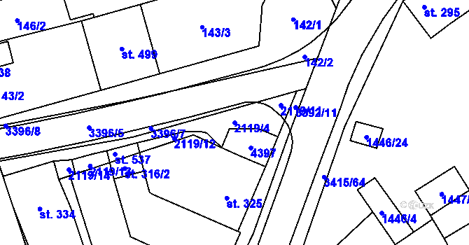Parcela st. 2119/4 v KÚ Hrubá Vrbka, Katastrální mapa