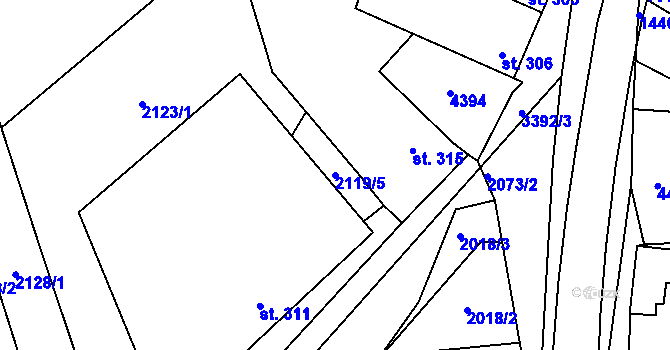 Parcela st. 2119/5 v KÚ Hrubá Vrbka, Katastrální mapa