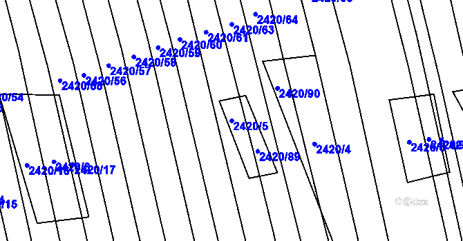 Parcela st. 2420/5 v KÚ Hrubá Vrbka, Katastrální mapa