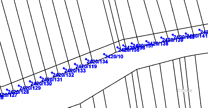 Parcela st. 2420/10 v KÚ Hrubá Vrbka, Katastrální mapa