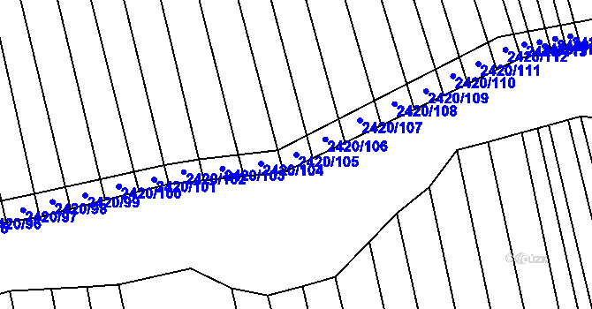Parcela st. 2420/105 v KÚ Hrubá Vrbka, Katastrální mapa