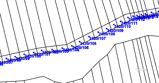 Parcela st. 2420/106 v KÚ Hrubá Vrbka, Katastrální mapa