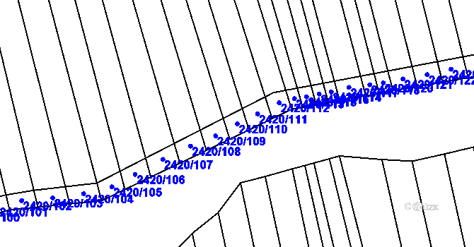 Parcela st. 2420/110 v KÚ Hrubá Vrbka, Katastrální mapa