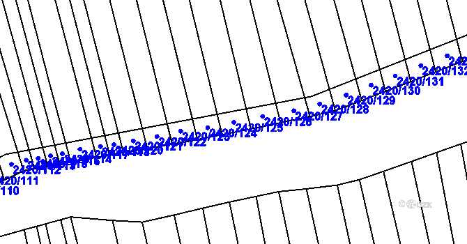 Parcela st. 2420/125 v KÚ Hrubá Vrbka, Katastrální mapa
