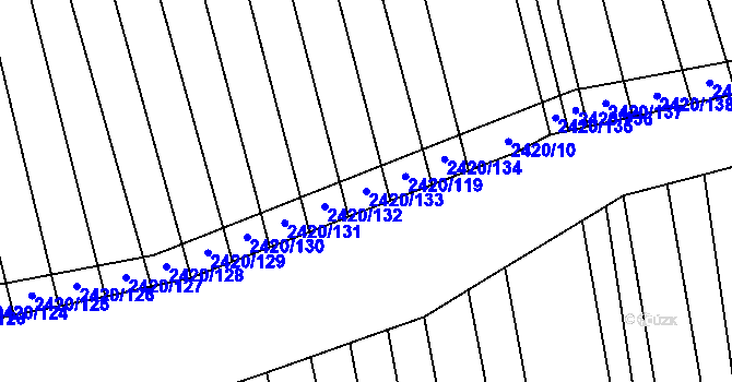 Parcela st. 2420/133 v KÚ Hrubá Vrbka, Katastrální mapa