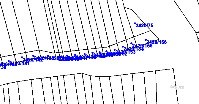Parcela st. 2420/151 v KÚ Hrubá Vrbka, Katastrální mapa