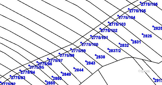 Parcela st. 2775/100 v KÚ Hrubá Vrbka, Katastrální mapa