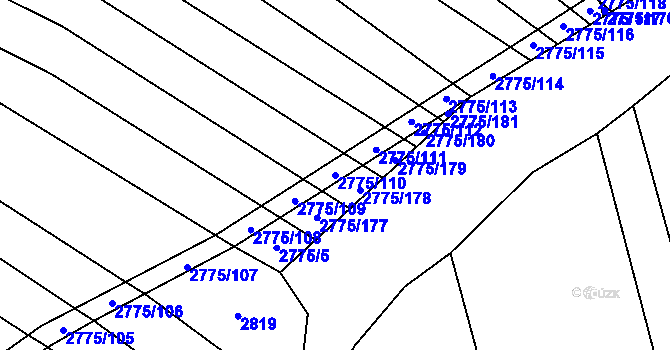 Parcela st. 2775/110 v KÚ Hrubá Vrbka, Katastrální mapa