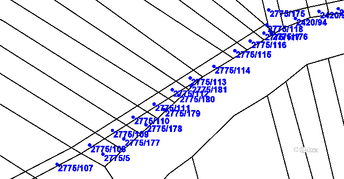 Parcela st. 2775/112 v KÚ Hrubá Vrbka, Katastrální mapa