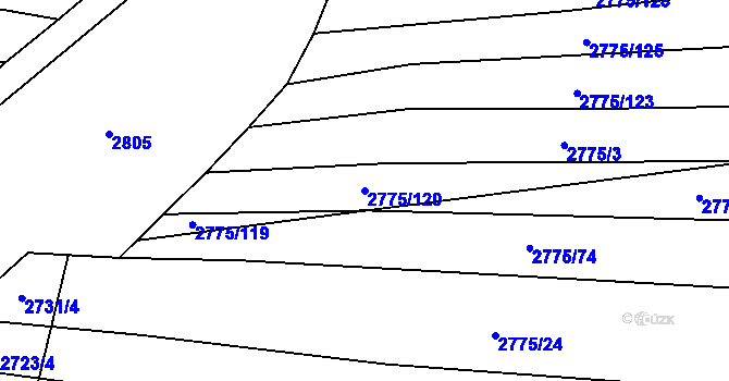 Parcela st. 2775/120 v KÚ Hrubá Vrbka, Katastrální mapa