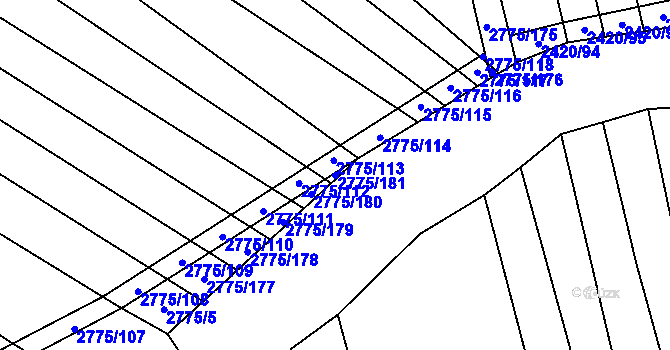 Parcela st. 2775/181 v KÚ Hrubá Vrbka, Katastrální mapa