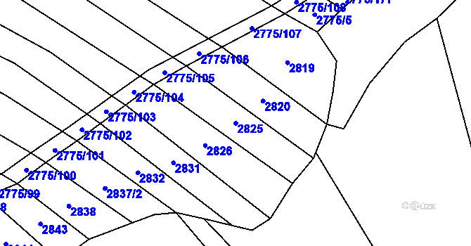 Parcela st. 2825 v KÚ Hrubá Vrbka, Katastrální mapa