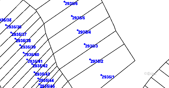 Parcela st. 2935/3 v KÚ Hrubá Vrbka, Katastrální mapa