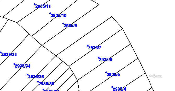Parcela st. 2935/7 v KÚ Hrubá Vrbka, Katastrální mapa