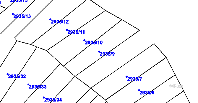 Parcela st. 2935/9 v KÚ Hrubá Vrbka, Katastrální mapa