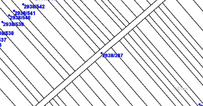 Parcela st. 2938/287 v KÚ Hrubá Vrbka, Katastrální mapa