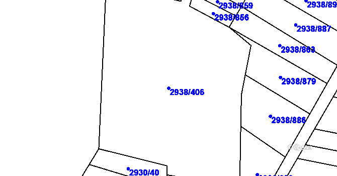 Parcela st. 2938/406 v KÚ Hrubá Vrbka, Katastrální mapa